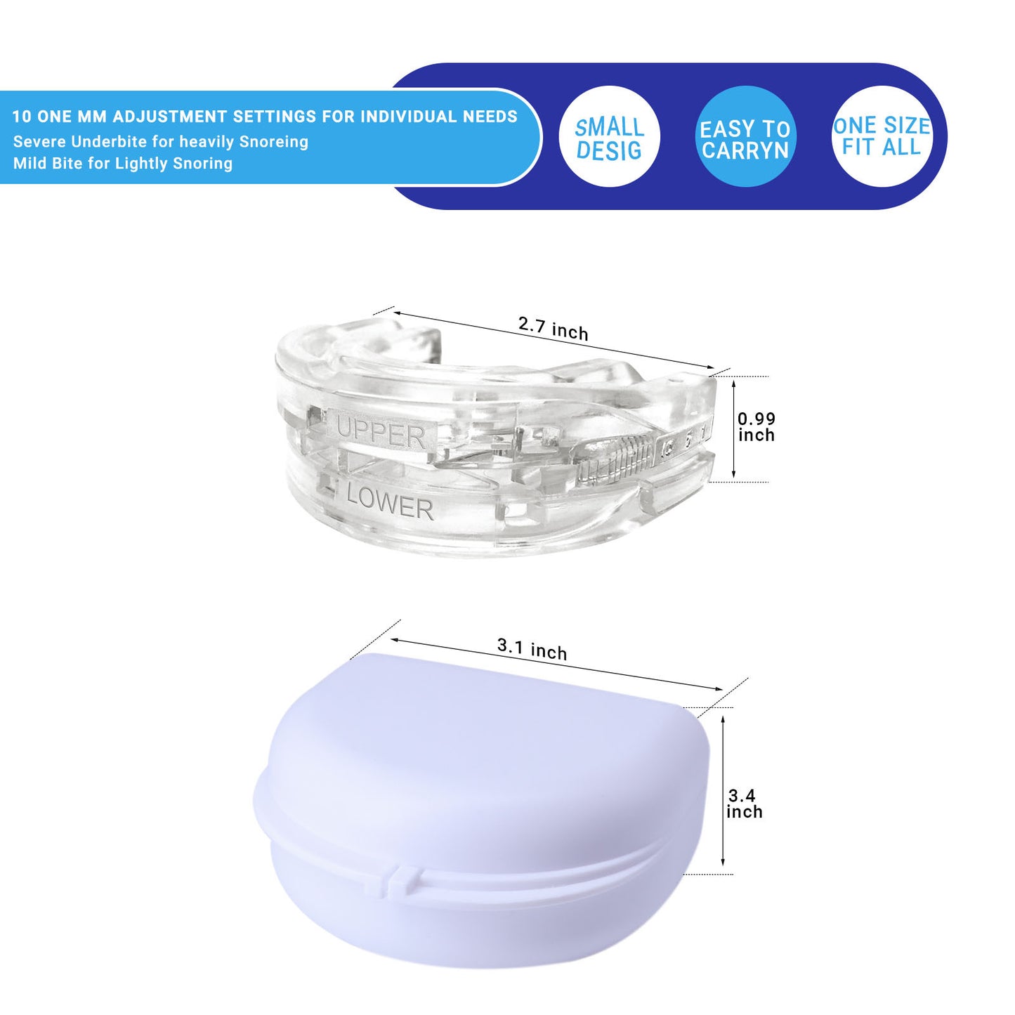 Cross-Border full English packaging adjustable Anti snore mouthpiece braces with scale adjustable